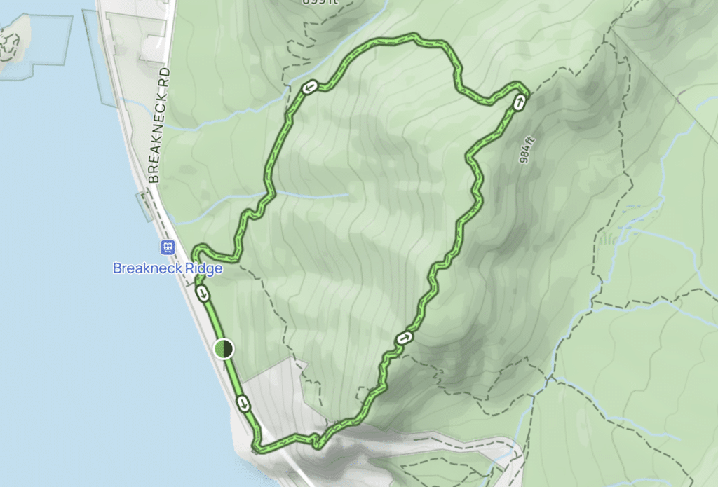 map of the breakneck ridge hike