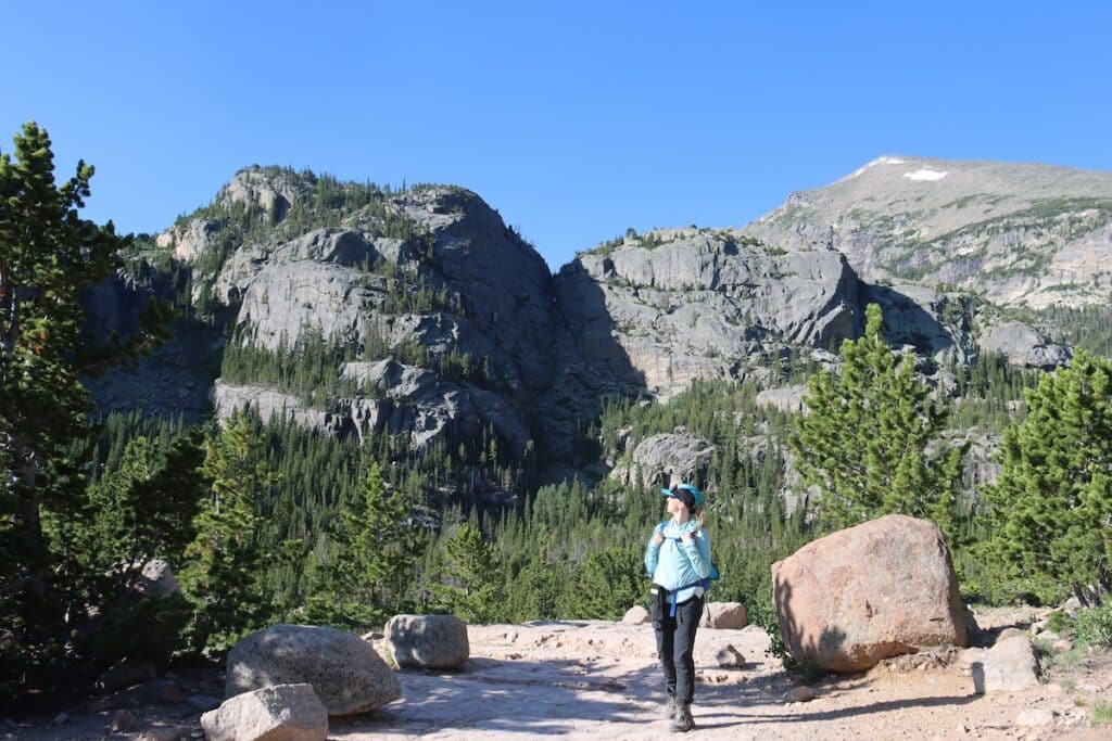 alex hiking in the glacier gorge area of the bear lake road corridor