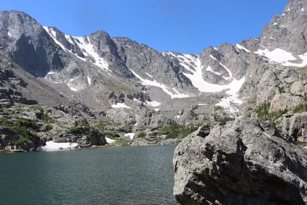 a view of the mountains from sky pond