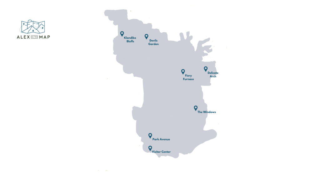 map of arches national park