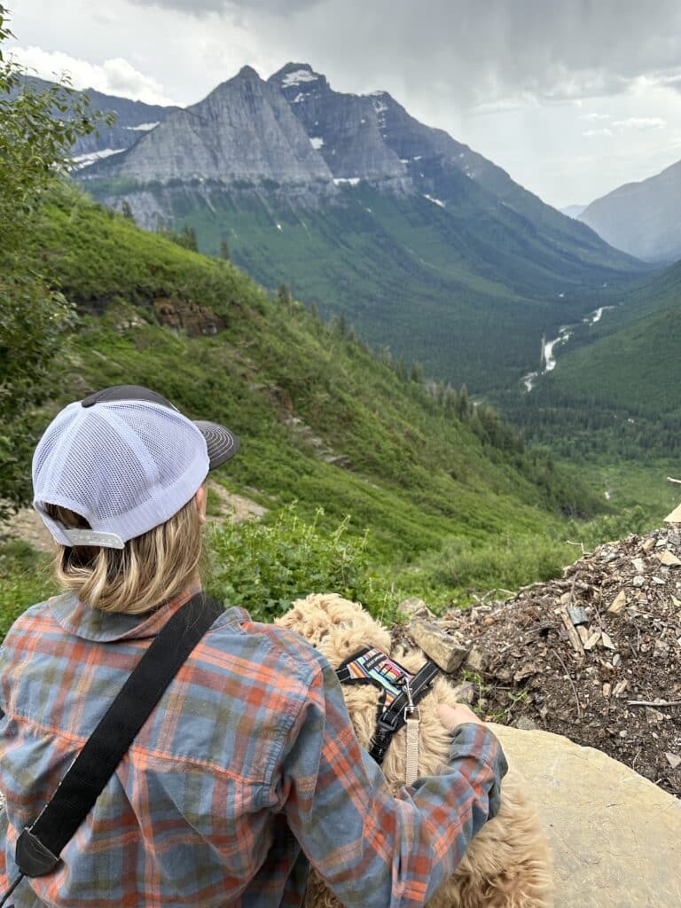 alex and puppy gravy on going-to-the-sun road