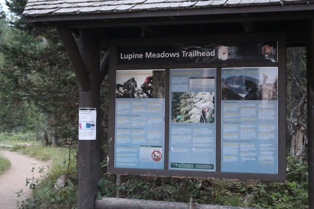 the lupine meadows trailhead sign