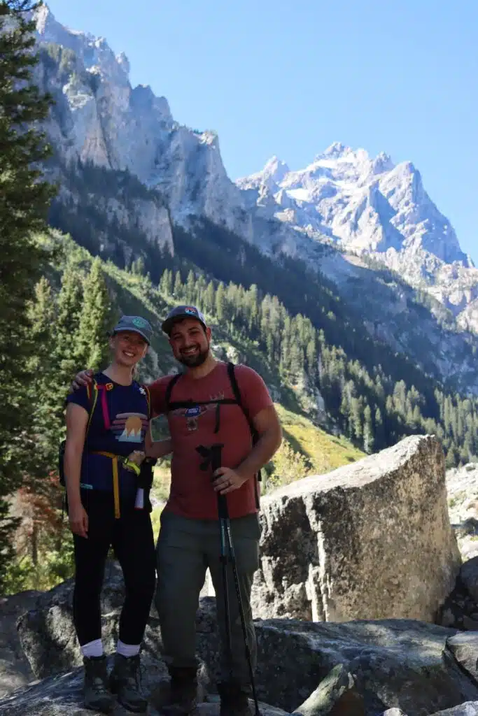 daniel and alex hiking through cascade canyon