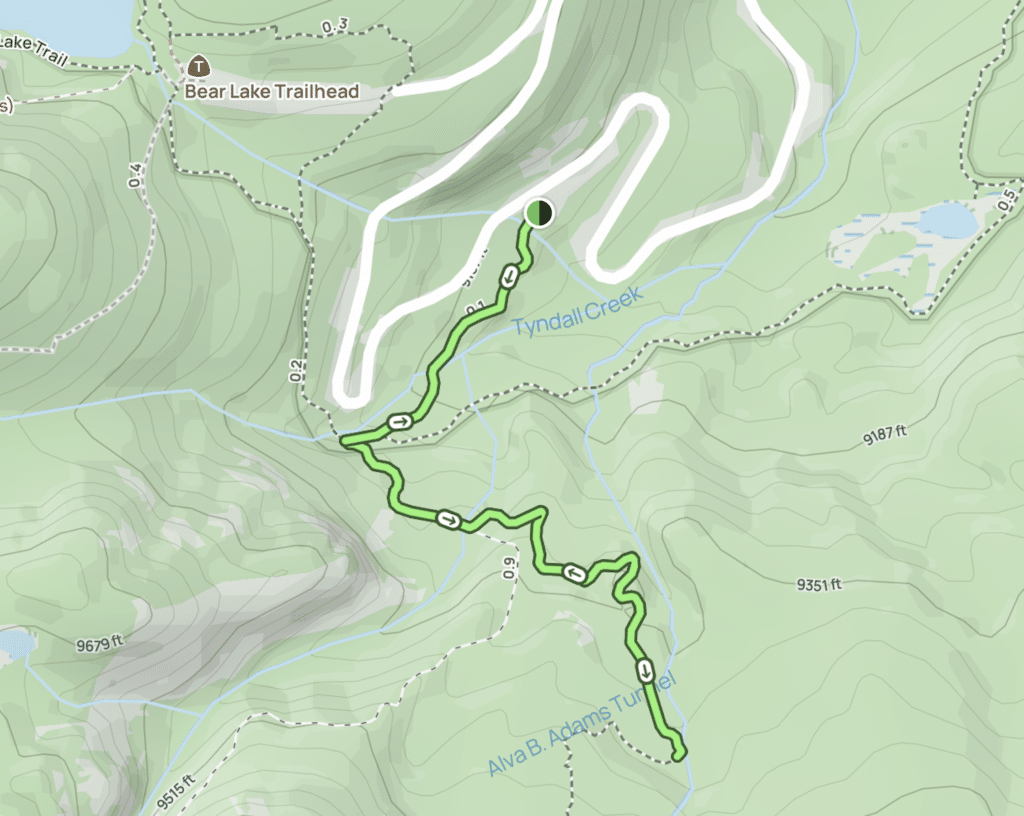 map of the alberta falls hike